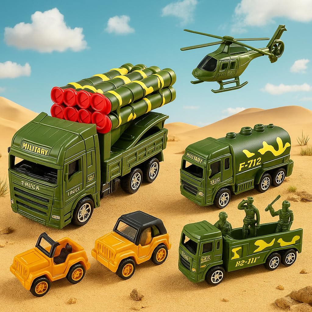 96 Pieces Premium Military Toy Sets for Kids - Includes Soldiers (Trucks – Rocket Launchers – Infantry Carrier – and Helicopter - Durable Plastic Army Playset)