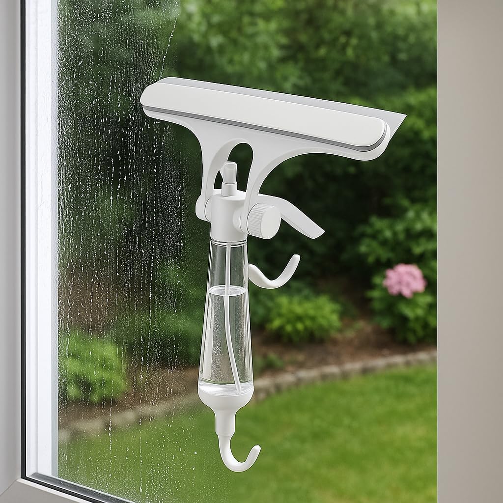 96 Pieces Squeegees for Shower Glass Door (10 Inch Multi-Purpose Silicone Squeegee – White & Blue – for Window – Car Windshield – Bathroom Glass Doors and Tile Cleaning – Includes Adhesive Hook)