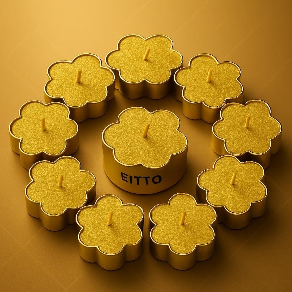96 Pieces Set of 12 Flower Shape Tealight Candles (Decorative Floral Candle Lights for Table – Centerpiece – Party – Wedding & Home Decor)