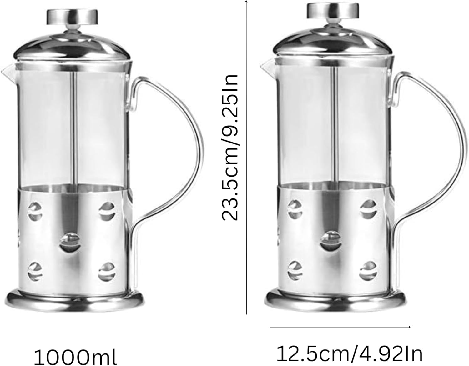 96 Pieces Cafetiere Press Coffee Makers with Stainless Steel Glass Filter (Coffee Press Plunger & Tea Maker – 1000ml – for Home or Office)