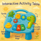 72 Pieces Baby Toys 2 In 1 Musical Learning Tables with Fun Ocean Characters (Lights and Sounds For Baby and Toddler Toys – Learning Table For Baby – Blue)