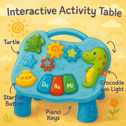 Baby Toys 2 In 1 Musical Learning Table with Fun Ocean Characters, Lights and Sounds For Baby and Toddler Toys, Learning Table For Baby, Blue