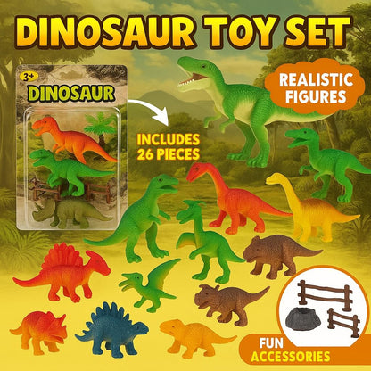 Premium Dinosaur Educational Plastic Toy Playset - Featuring T-Rex, Triceratops, Velociraptor & More