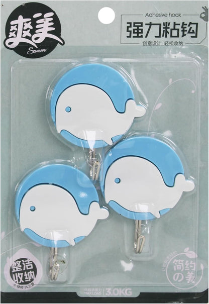Durable Plastic Hooks Mix Designs, 3pcs on Card for Home, Office, Garage Storage