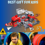72 Pieces 2 Ins (1 Large Firefighter Truck and Fire Station and 2 Die Cast Cars)