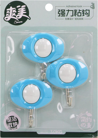 Durable Plastic Hooks Mix Designs 3pcs on Card for Home, Office & Garage