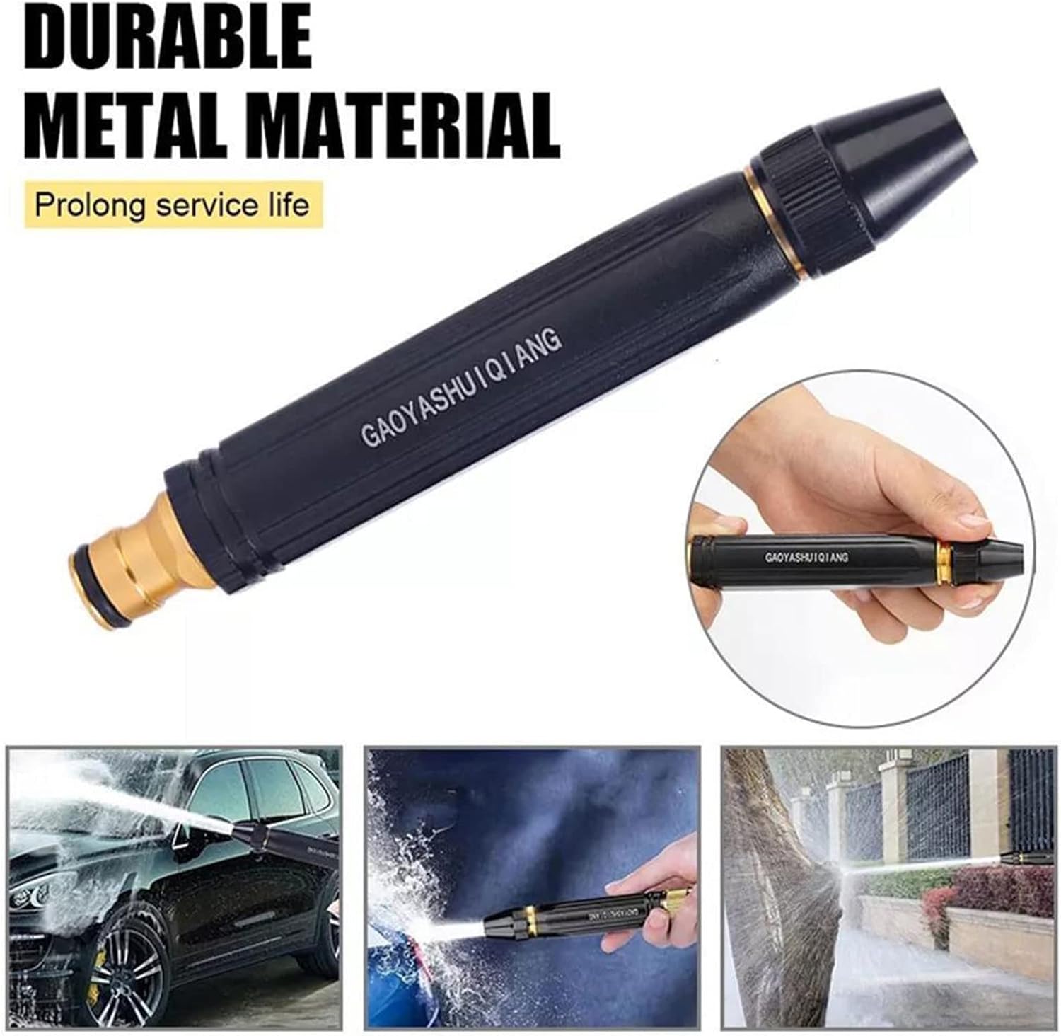96 Pieces Garden Hose Nozzle Kit - Premium Black Brass Nozzles with 3 Adjustable Spray Patterns (Heavy-Duty Metal Construction – Ideal for Outdoor Watering and Cleaning – Ergonomic Grip)