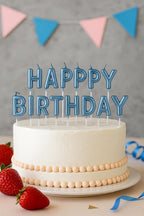 120 Pieces Blue Happy Birthday Candle Cake Toppers (Birthday Cake Decoration & Party Supplies – Blue Candle Topper – Cake Centerpiece)