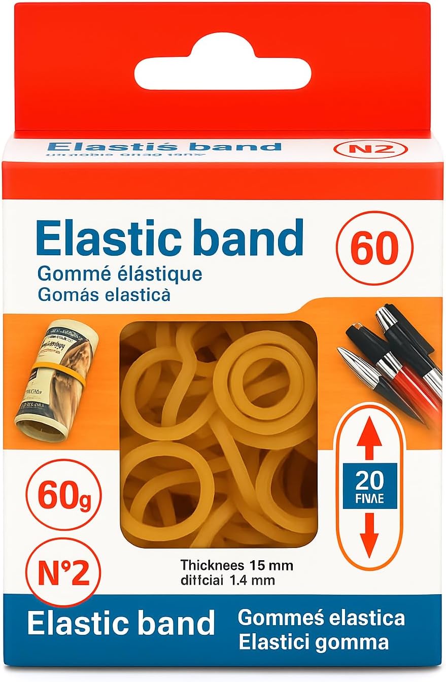 120 Pieces Elastic Rubber Bands (60g – 20mm – Durable Stretch Bands for Office – School – Home Use)
