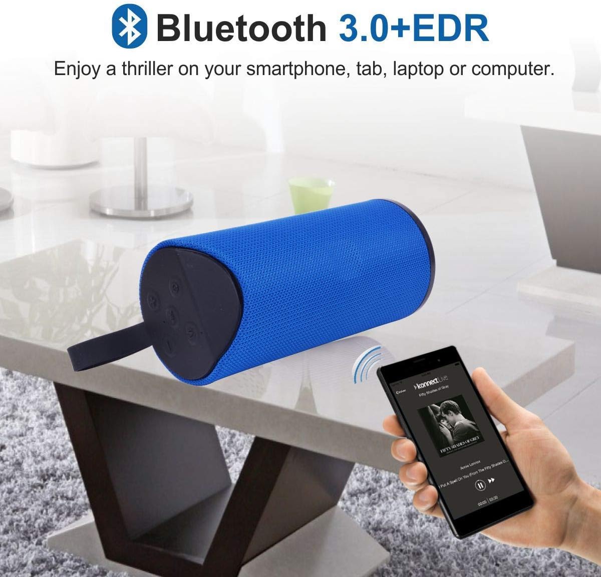 Portable Bluetooth Speaker with Powerful Stereo Sound – Super Bass, Splashproof Wireless Speaker with Dual Power Supply, Bluetooth 4.0 Compatible for Phones, Tablets, and TVs