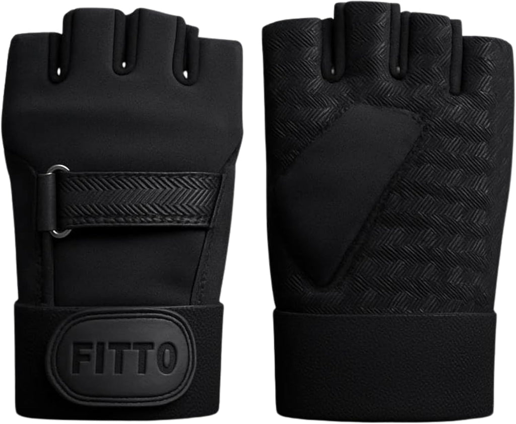 96 Pieces Workout Gloves for Men & Women - Black Breathable Gym Gloves for Weightlifting (Crossfit – Cycling with Anti-Slip Padded Palm & Adjustable Wrist Strap)