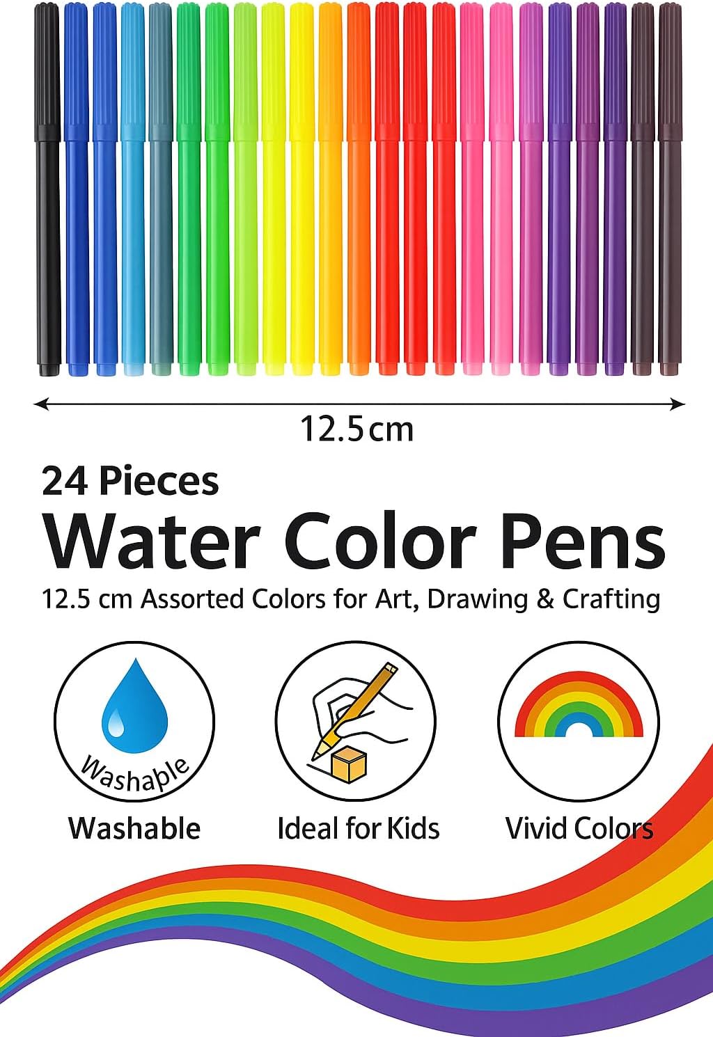 120 Pieces 24 Pieces Water Color Pens (12.5cm Assorted Colors for Art – Drawing & Crafting)