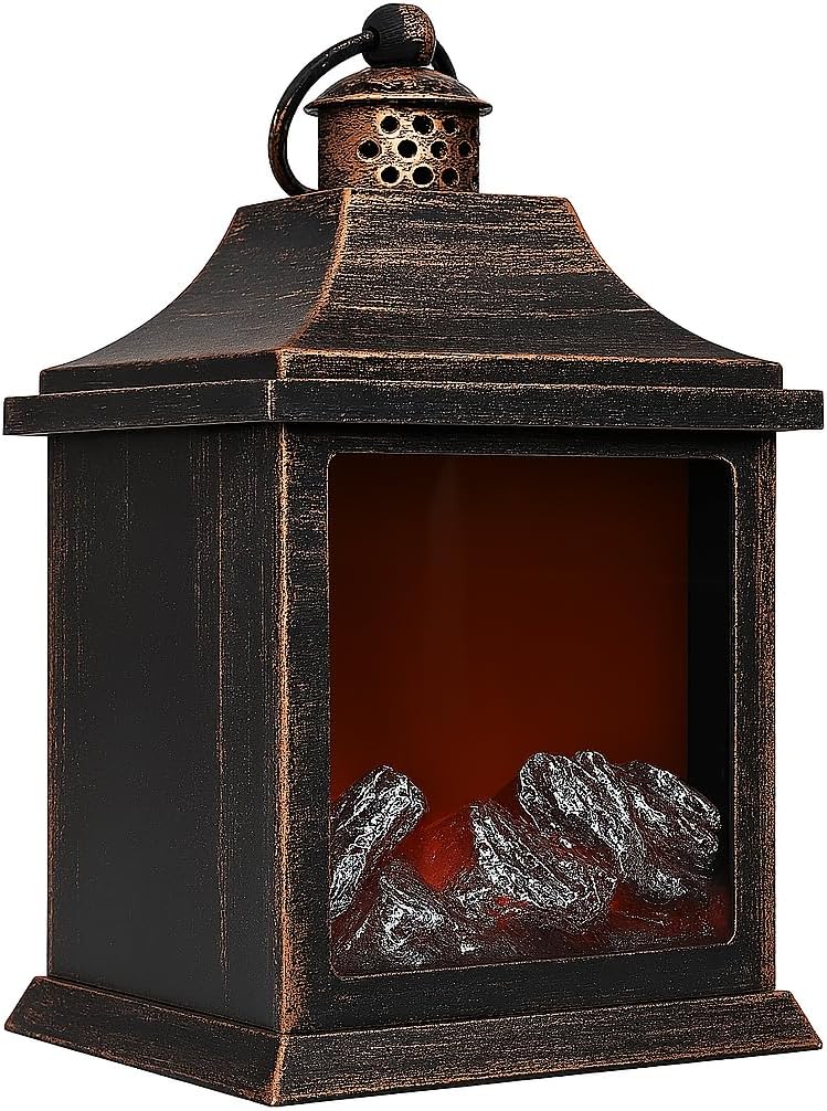 72 Pieces Fireplace Lanterns (Romantic Night Light Fireplace Effect – Cozy Decorative Light – Battery Operated LED Flame Lanterns – Indoor/Outdoor Ambiance Light for Home – Patio – Bedroom – Firewood Glow Lantern)