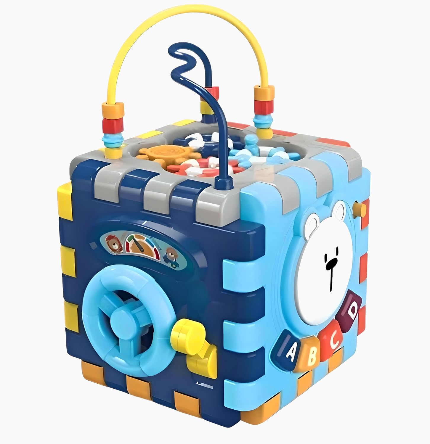 60 Pieces Interactive Toddler Cube Toys with Music (Lights – Shape Sorting – Gears – and Noise Makers - Motor Skills Development Toy for Kids)