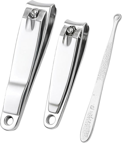 Nail Clipper Set Stainless Steel Fingernail & Toenail Clippers 2pcs (7.85x1.6cm, 6.15x1.2cm) Manicure Pedicure Travel
