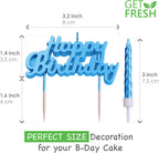 240 Pieces Blue Birthday Cake Candles Sets (10-Pack Spiral & Happy Birthday Letter Candles for Cake & Party Decoration)