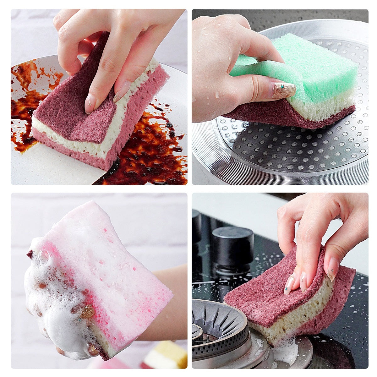Eco-Friendly Multicolored Cleaning Sponges - Durable & Reusable