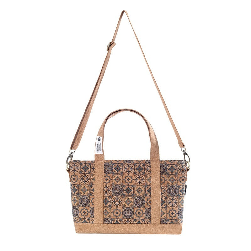 Eco-Friendly Floral Handbag with Durable Beige Straps