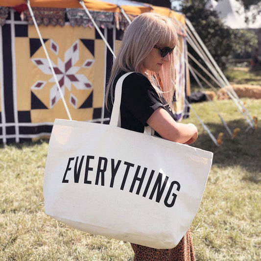 Eco-Friendly Canvas Tote Bag with Black Text