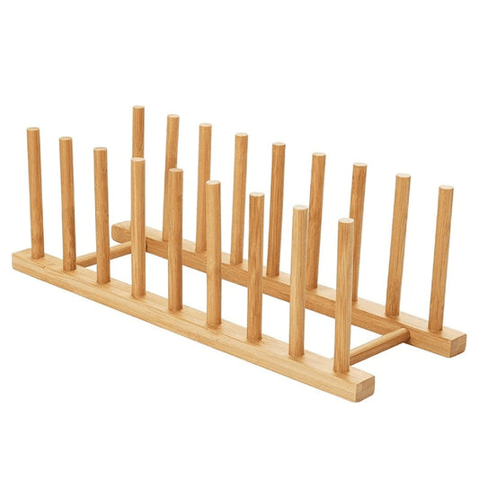 Eco-Friendly Bamboo Dish Rack on Kitchen Counter