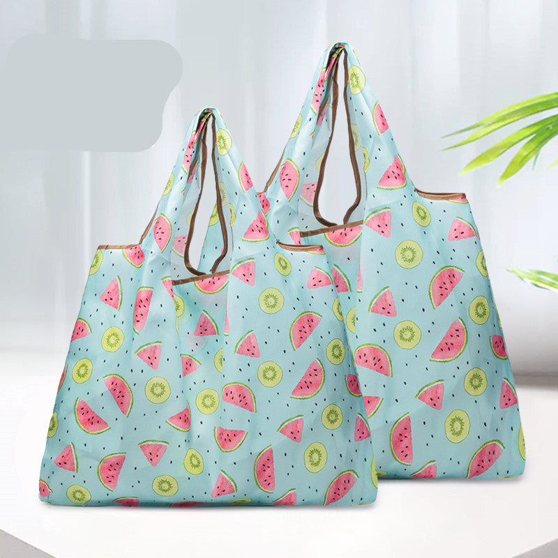 Eco-Friendly Reusable Shopping Bags - Blue Polka Dots & Cat Pattern