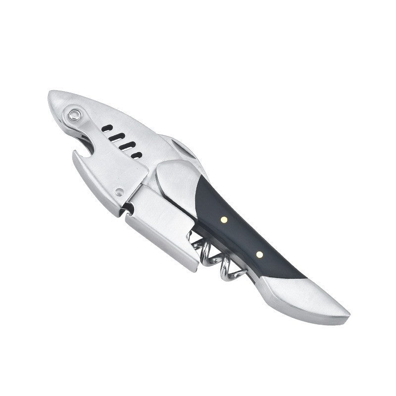 Eco-Friendly Fish-Shaped Corkscrew and Bottle Opener with Wooden Handle