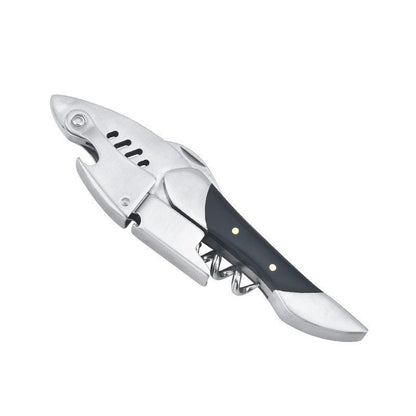 Eco-Friendly Fish-Shaped Corkscrew and Bottle Opener with Wooden Handle