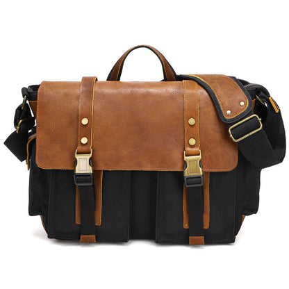Eco-Friendly Leather and Canvas Messenger Bag for Daily Use