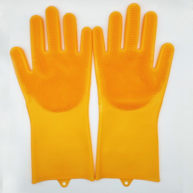 Eco-Friendly Silicone Cleaning Gloves with Scrubbing Bristles