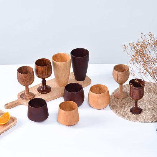 Eco-Friendly Wooden Cups and Goblets in Natural Wood Shades