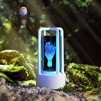 Carved Crystal Lamp - Ambient Decorative Lighting for Wellness