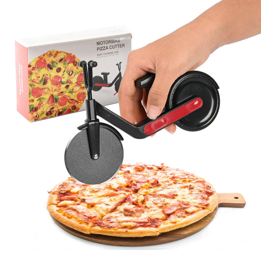 Motorbike Design Pizza Cutter - Black and Red