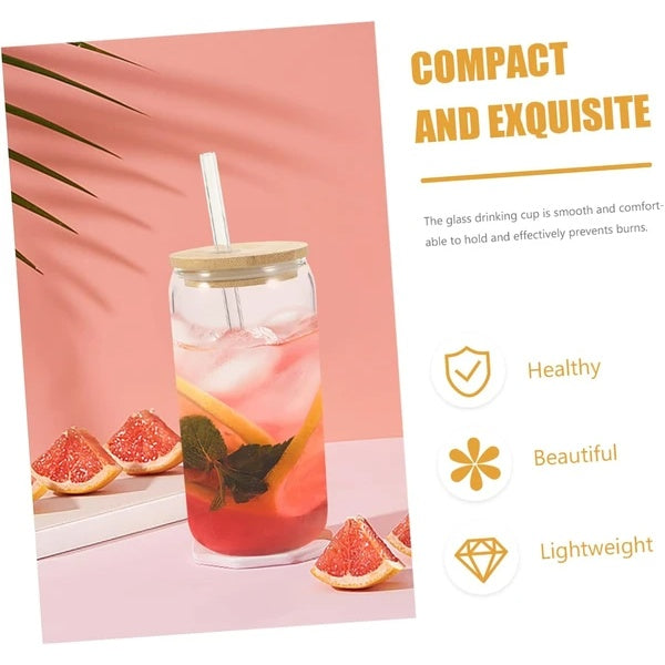 Eco-Friendly Glass Jar with Bamboo Lid & Straw - Sustainable Drinkware