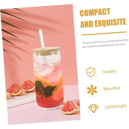 Eco-Friendly Glass Jar with Bamboo Lid & Straw - Sustainable Drinkware