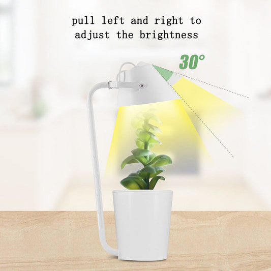 Adjustable LED Plant Light with Cylindrical Base and Adjustable Arm