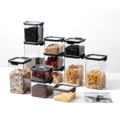 Transparent Square Storage Containers with Airtight Black Lids