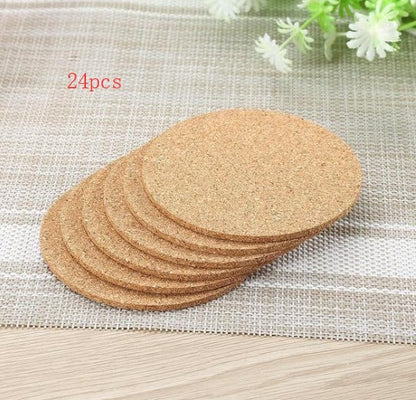 Eco-Friendly Natural Cork Round Coasters - Bulk Pack of 24