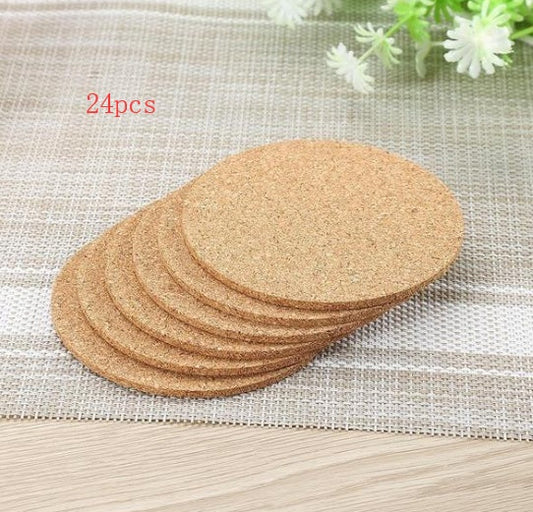 Eco-Friendly Natural Cork Round Coasters - Bulk Pack of 24