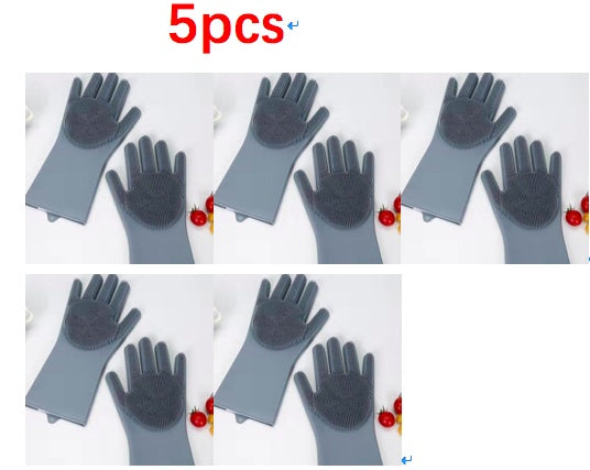 Eco-Friendly Silicone Cleaning Gloves with Scrubbing Bristles