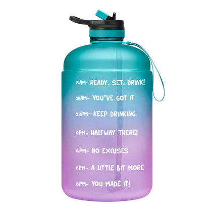Large Gradient Pink to Blue Water Bottle with Time Markers