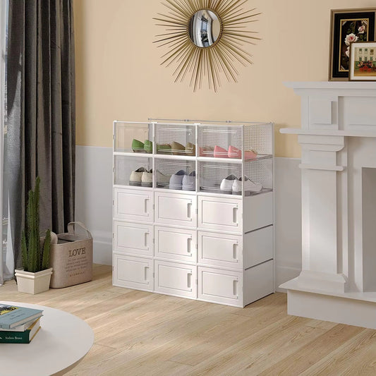 Modular Shoe Storage Organizer in White with Multiple Compartments