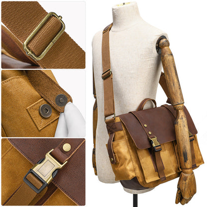 Eco-Friendly Leather and Canvas Messenger Bag for Daily Use