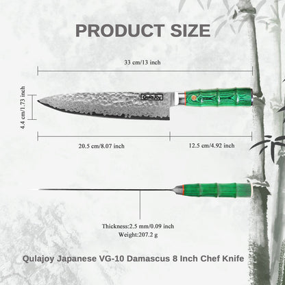 Premium Damascus Steel Kitchen Knife with Green Handle