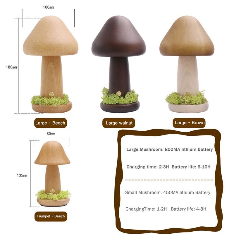 Eco-Friendly Mushroom-Shaped Wooden Lamp for Natural Lighting