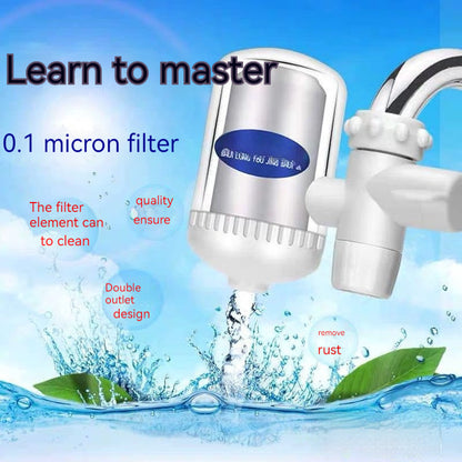 Eco-Friendly Faucet Water Filter in Silver and White
