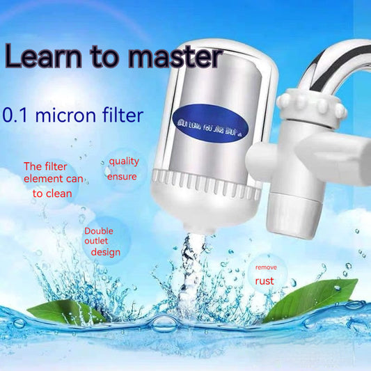 Eco-Friendly Faucet Water Filter in Silver and White