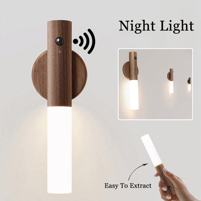 Eco-Friendly Wall-Mounted Night Light with Wood Finish