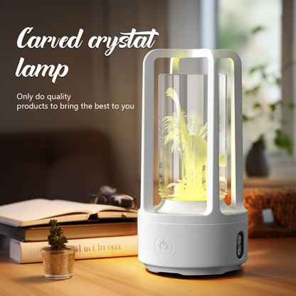 Carved Crystal Lamp - Ambient Decorative Lighting for Wellness