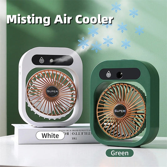 Portable Misting Air Cooler in White and Green