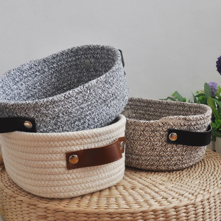 Eco-Friendly Woven Fabric Storage Baskets - Cream, Gray, Black